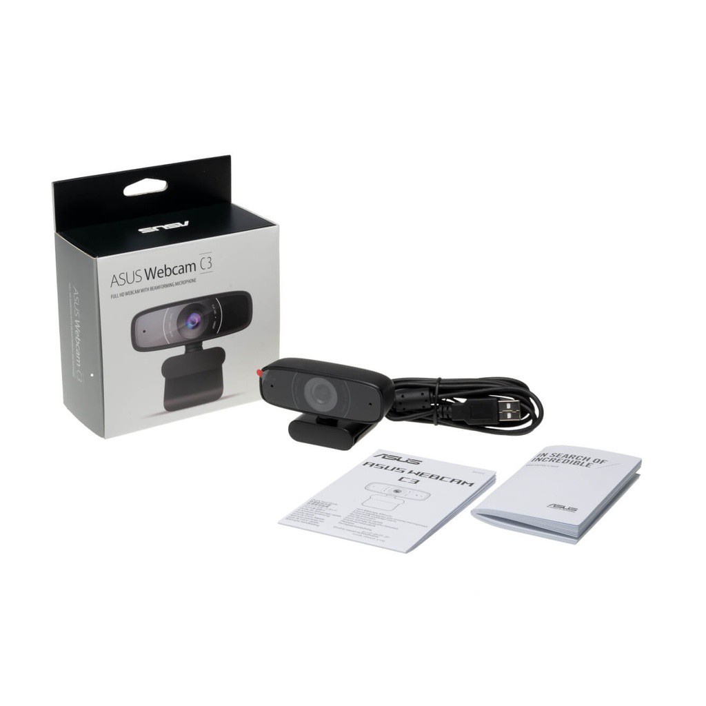 Webcam Asus C3 Full HD chính hãng, sắc nét, chất lượng cao + Mic thu âm - Camera 1080P cho PC, laptop, Macbook