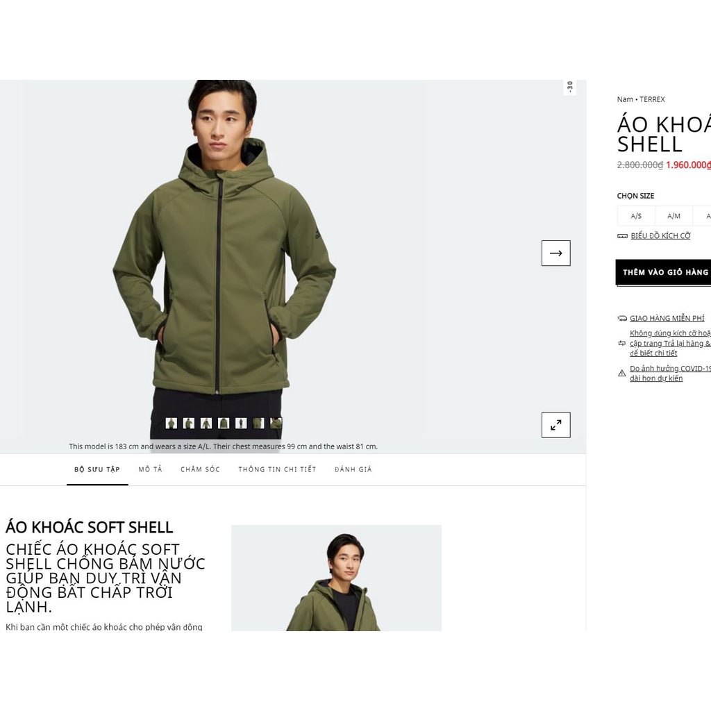 Áo Adidas SOFT SHELL vải công nghệ Primegreen Cực Xịn! sẵn size S M âu