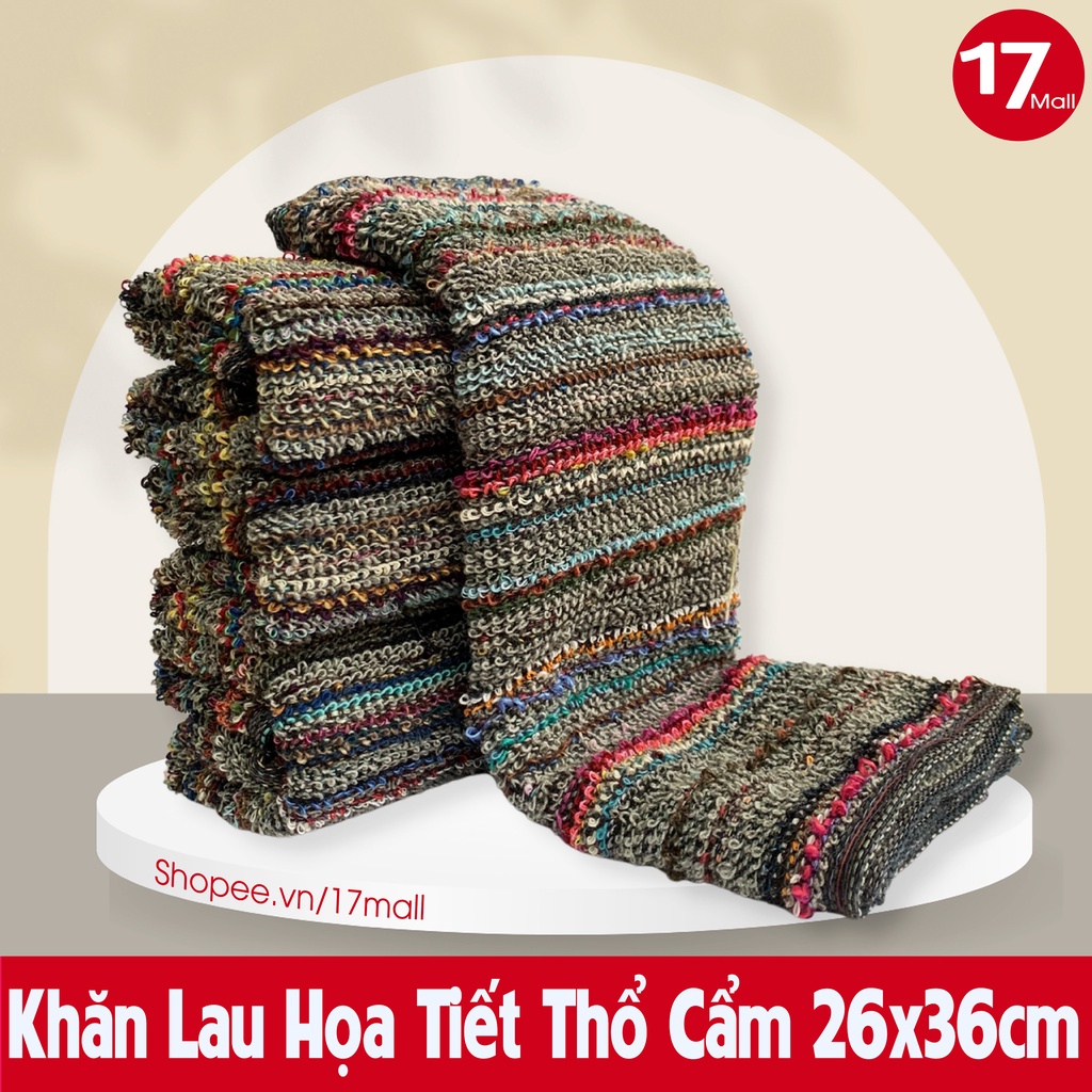 Set 10 khăn lau đa năng (Tái sử dụng nhiều lần), lau bếp, lau xe, lau bàn họa tiết thổ cẩm 26x36cm (300gam/10chiếc)