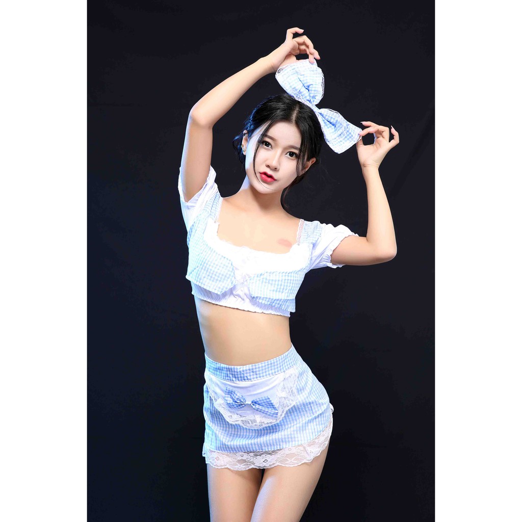 bộ ngủ Cosplay cô nàng giúp việc phong cách sexy sm gợi cảm Set gồm băng đô, áo croptop, quần lọt khe và tạp dề | BigBuy360 - bigbuy360.vn