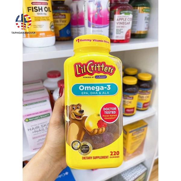 Kẹo Gấu Dẻo Lil Critters Omega-3 DHA Lọ 220 Viên Của USA Cho Bé