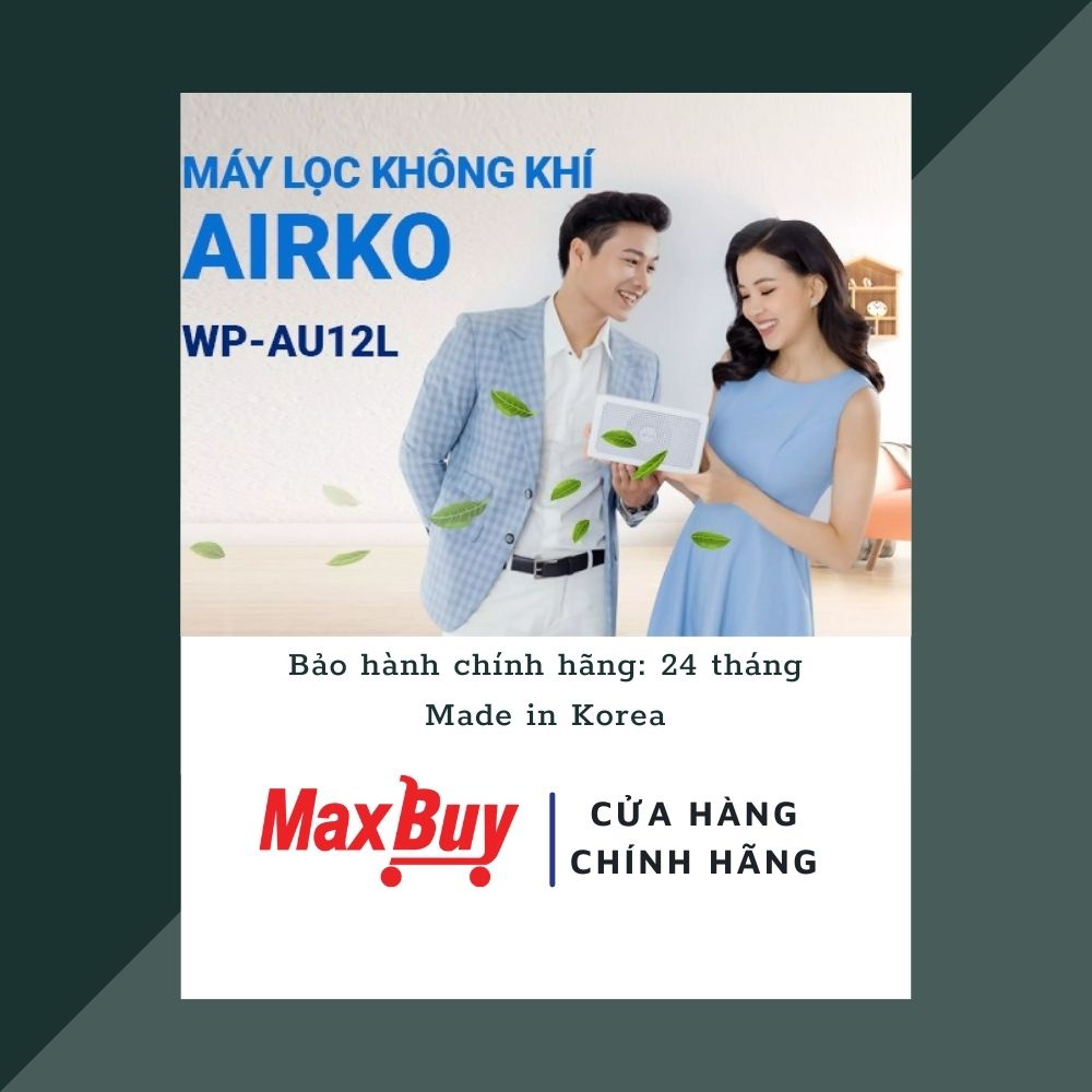 Máy lọc không khí ô tô mini AIRKO WP-AU12L MADE IN KOREA, khử mùi ô tô, thuốc lá, diện tích sử dụng 12m2