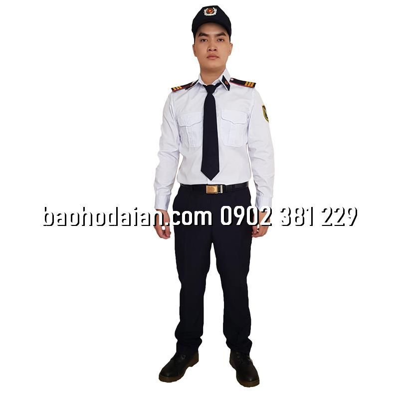 Quần áo bảo vệ dài tay màu trắng đầy đủ phụ kiện (áo vải xi - quần casme xanh)