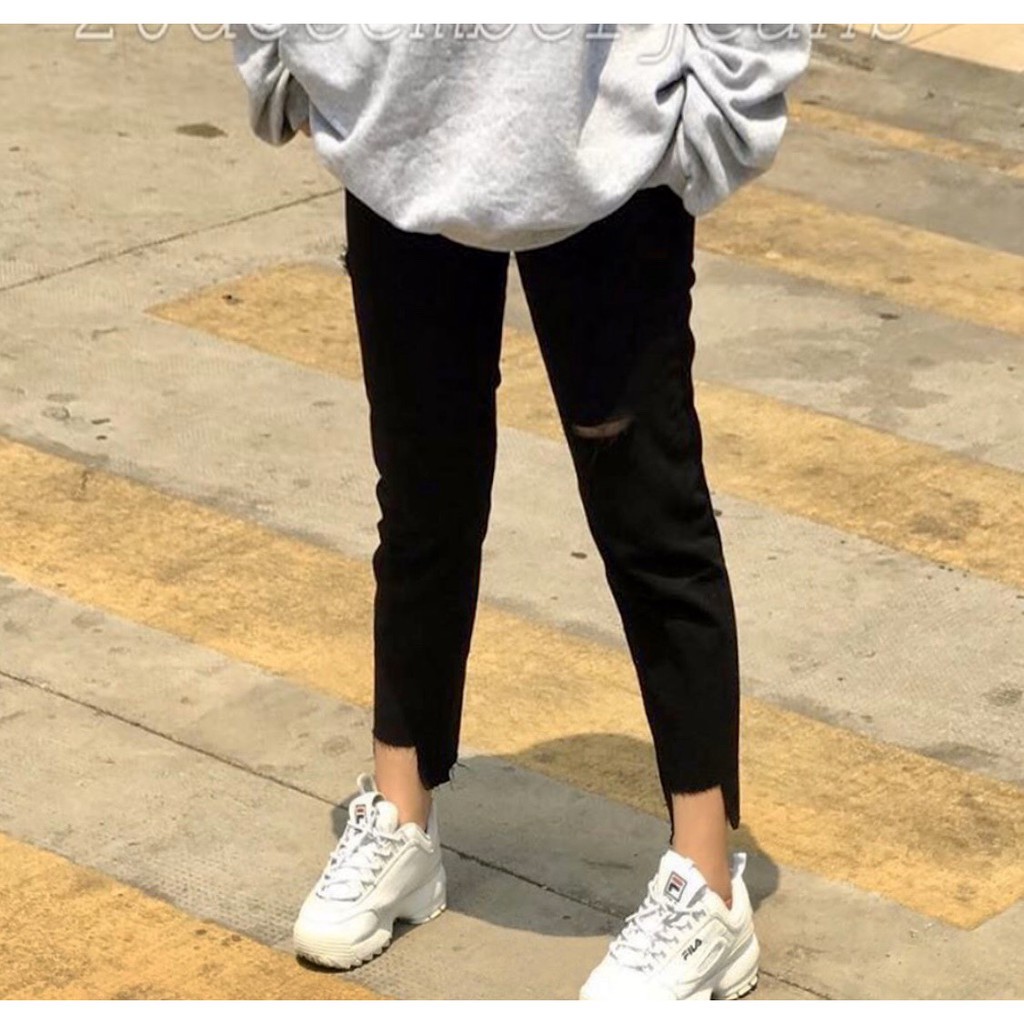 (Bigsize 26-36) Quần Baggy Nam/Nữ, Rách 1 Gối Và 2 Lai U, 3 Màu Xinh Xắn, Lưng Cao Siêu Đẹp - Hàng mới về