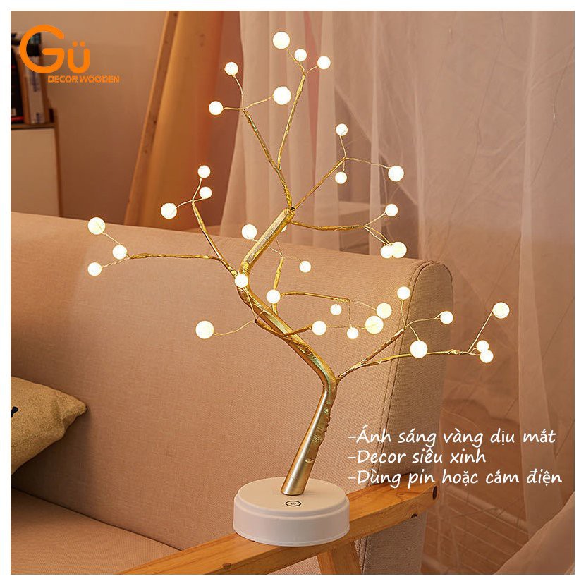 Đèn ngủ để bàn, Đèn cảm ứng đom đóm ánh sáng vàng dịu mắt