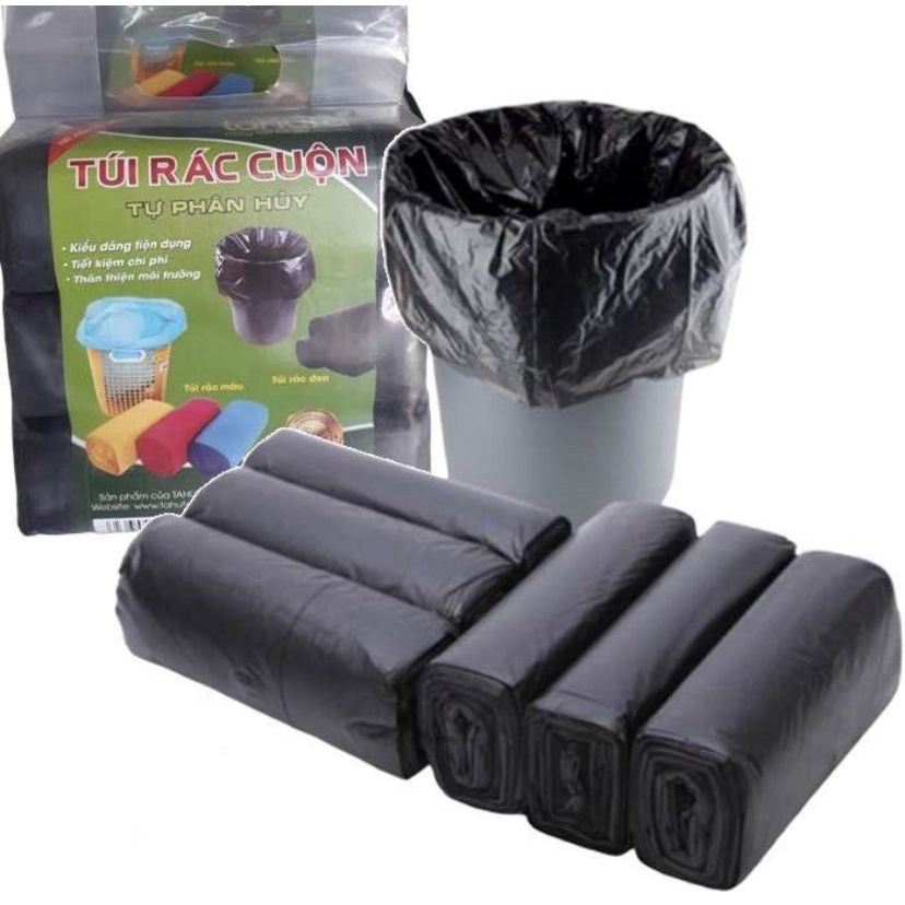 Túi đựng rác đen tự phân huỷ cuộn 0,5kg size 53cm x 63cm