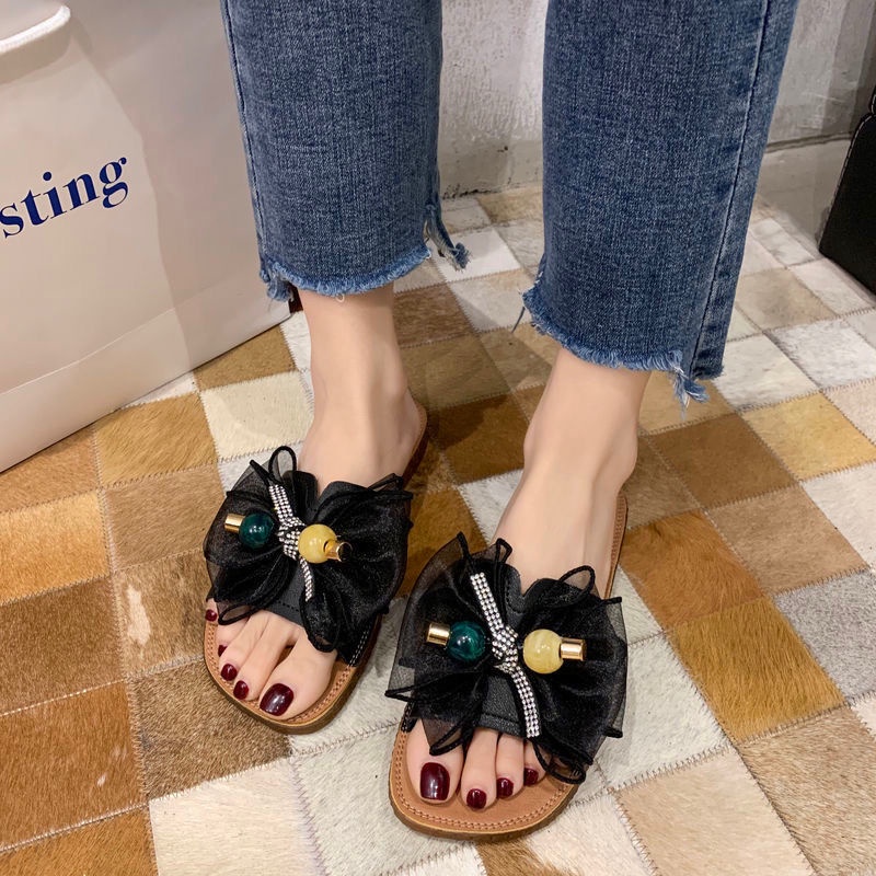 Jiashucheng Dép Sandal Đính Nơ Thời Trang Mùa Hè Cho Nữ