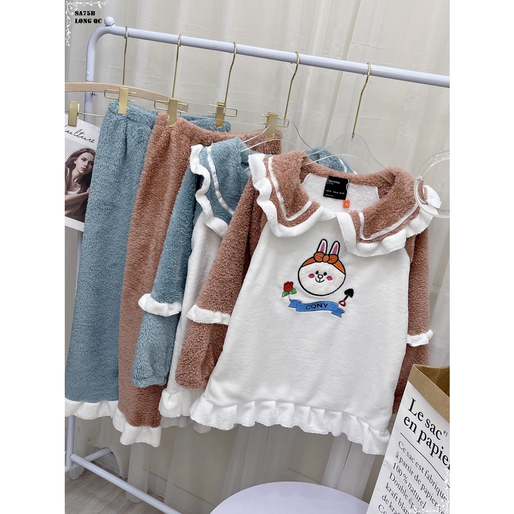 BỘ LÔNG MẶC NHÀ HÌNH DOREMON CỔ BÈO TAY DÀI 191121 | BigBuy360 - bigbuy360.vn