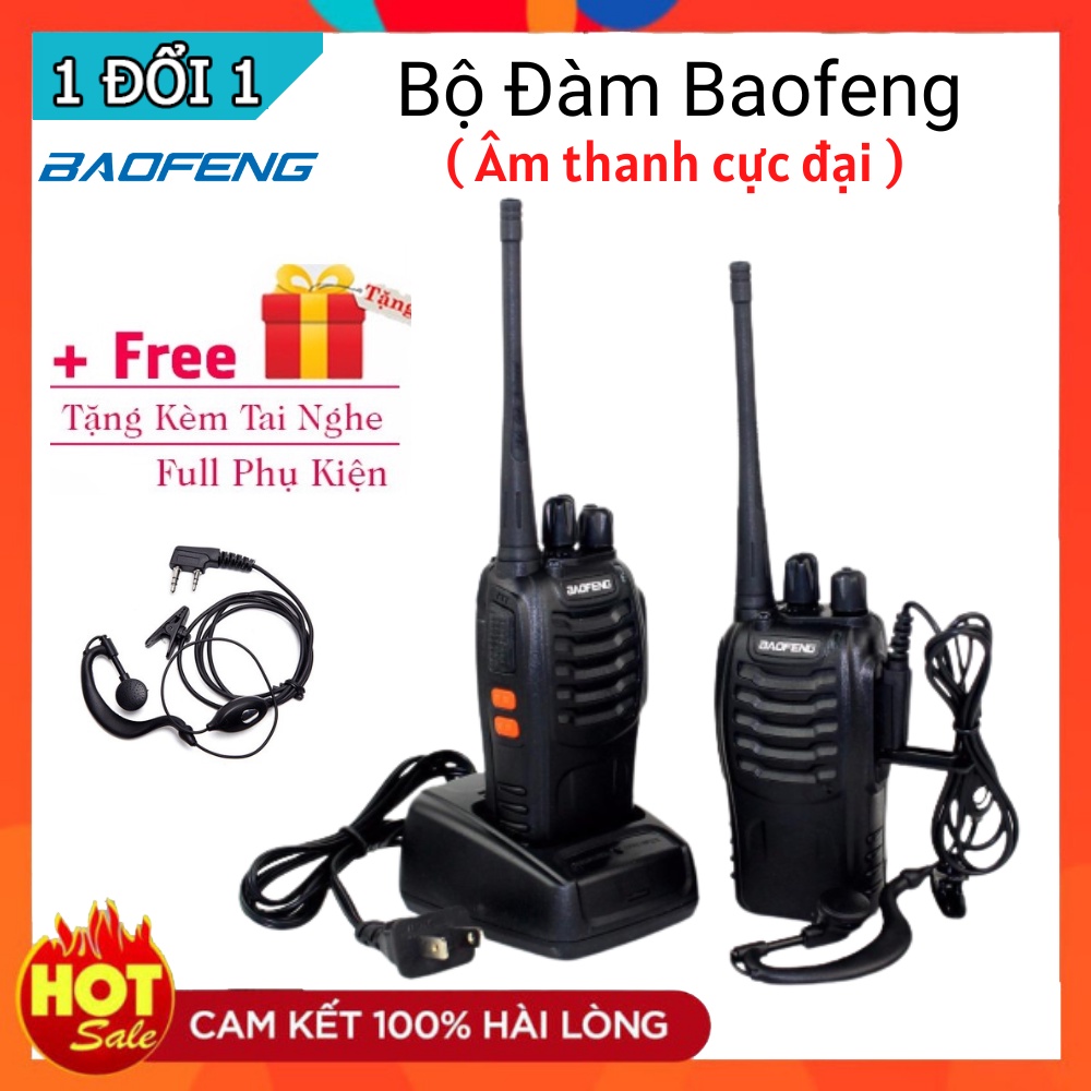 Bộ đàm Baofeng 888s tặng 2 tai nghe 16 kênh - Âm thanh chuẩn - Cự li liên lạc lên tới 3km - Pin trâu - Hàng chính hãng