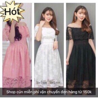 Đầm Ren Trễ Vai Sang Chảnh