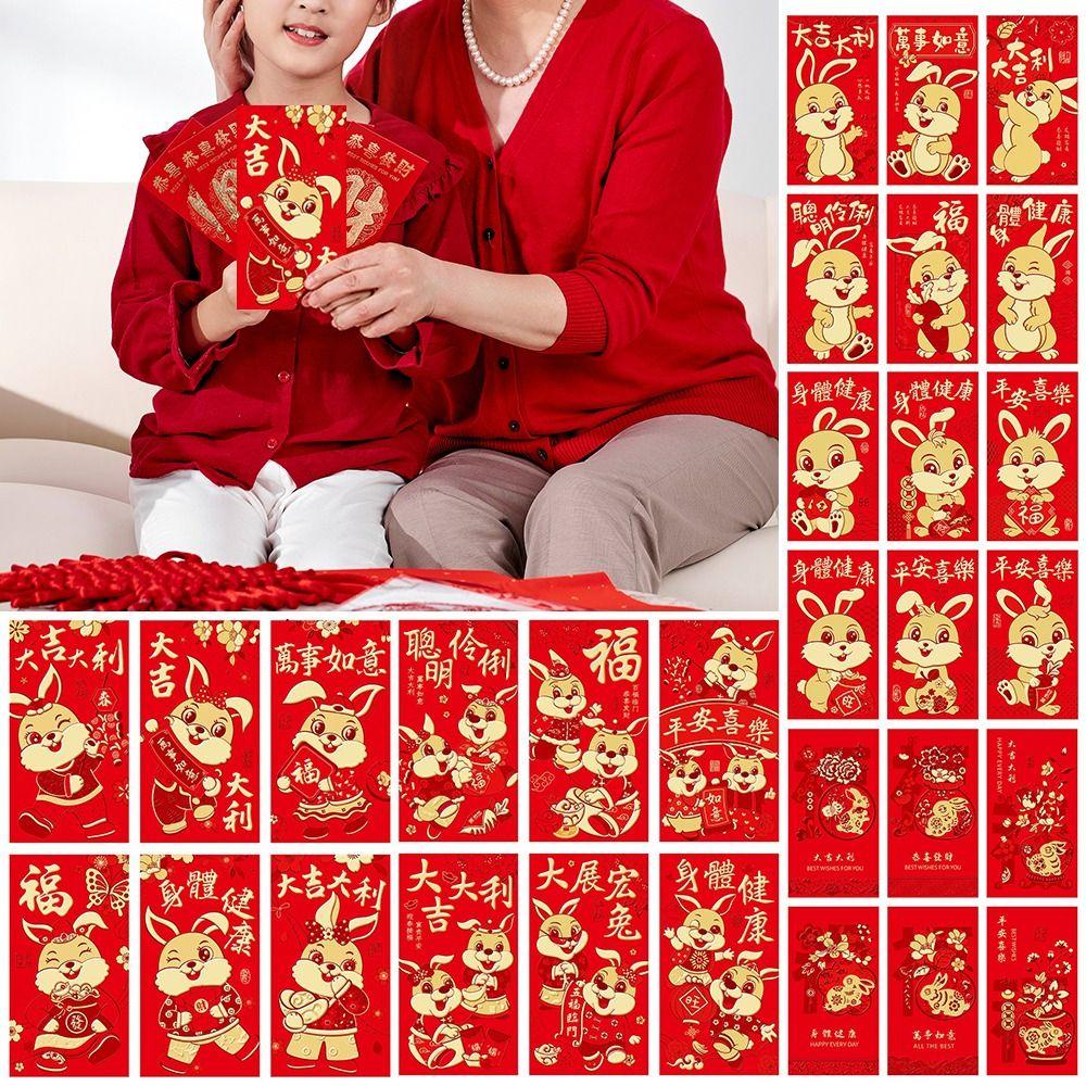 CHOOKEY Bộ 18 Bao Lì Xì Đỏ Hình Hoạt Hình Cho Năm Mới 2023