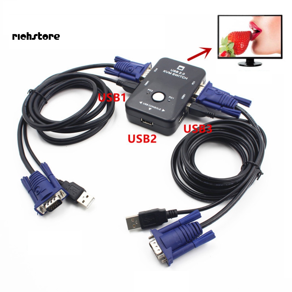 Hộp Chuyển Đổi Xdncx 2 Cổng USB VGA KVM Cho Chuột Và Bàn Phím Máy Tính | BigBuy360 - bigbuy360.vn