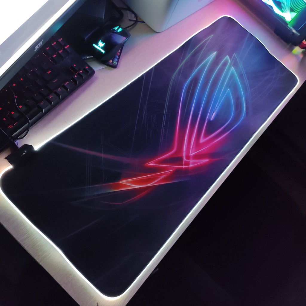 Mouse Pad, bàn di chuột, lót di chuột tích hợp Led RGB ROG Version 2 sáng viền, kích thước 80cm x 30cm dày 4mm