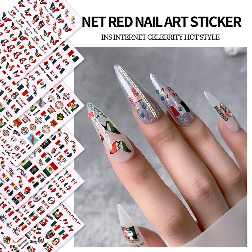 🌱EUPUS🍀 6/10pcs Manicure Nail Sticker Adhesive Lettering Twelve Constellation DIY Nail Art Decoration Mixed Style Nail Art Decals Set Mexican Flag