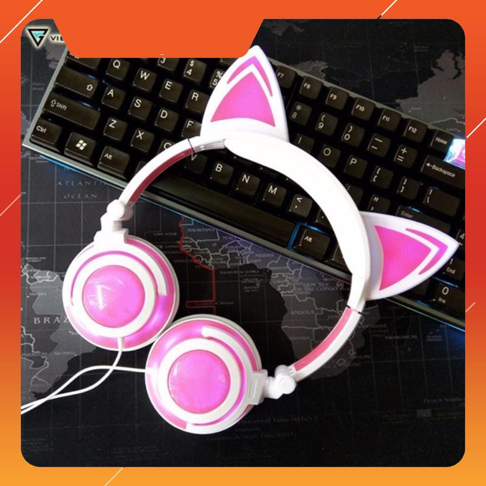 [ RẺ VÔ ĐỊCH] Tai nghe Headphone Tai Mèo - TTLIFE Xinh Xắn - Có Đèn Led Siêu Cute