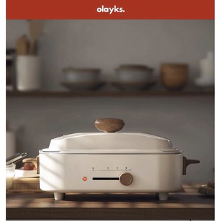 Nồi lẩu nướng đa năng phong cách cổ điển Olayks 2 khay rời
