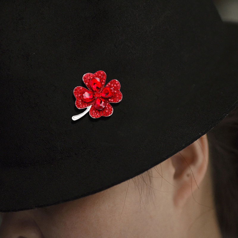 Ghim Cài Áo Hình Cỏ Bốn Lá Đính Đá Thời Trang Cho Nữ