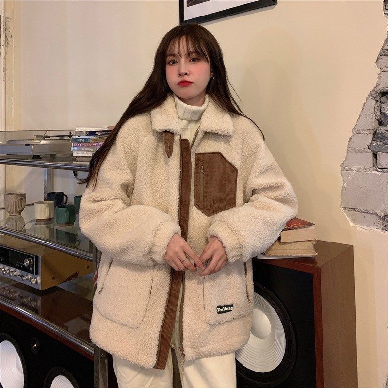 Áo khoác lông hai mặt caro style retro