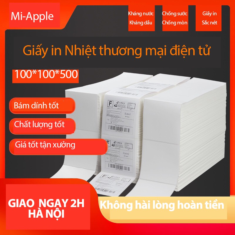 Giấy In Nhiệt  Khổ 100x100mm Dạng Cuộn 500 Tem Có Sẵn Lớp Dán giao giao hoả tốc