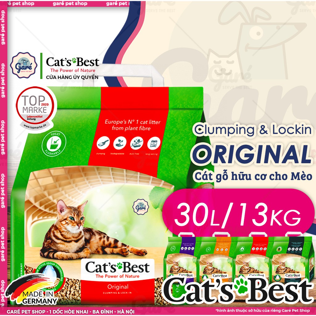 30L - Cát gỗ hữu cơ Original Cat's Best vón cục cho Mèo hàng Đức siêu to tiết kiệm - Cat's Best Original Litter
