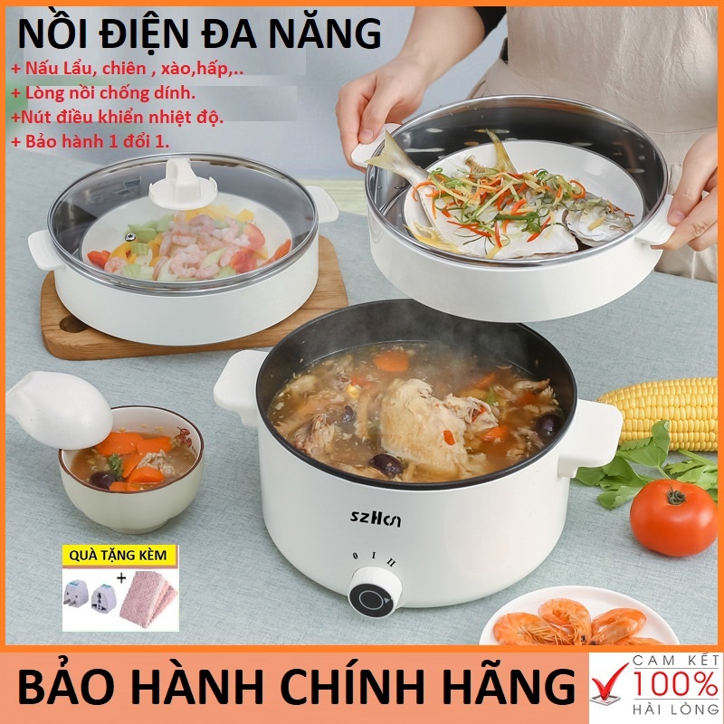 Nồi Lẩu Điện Đa Năng cao cấp , Dung tích 2,5L , Chống dính , Nấu Lẩu& Canh , Hầm, Chiên , Xào đa năng
