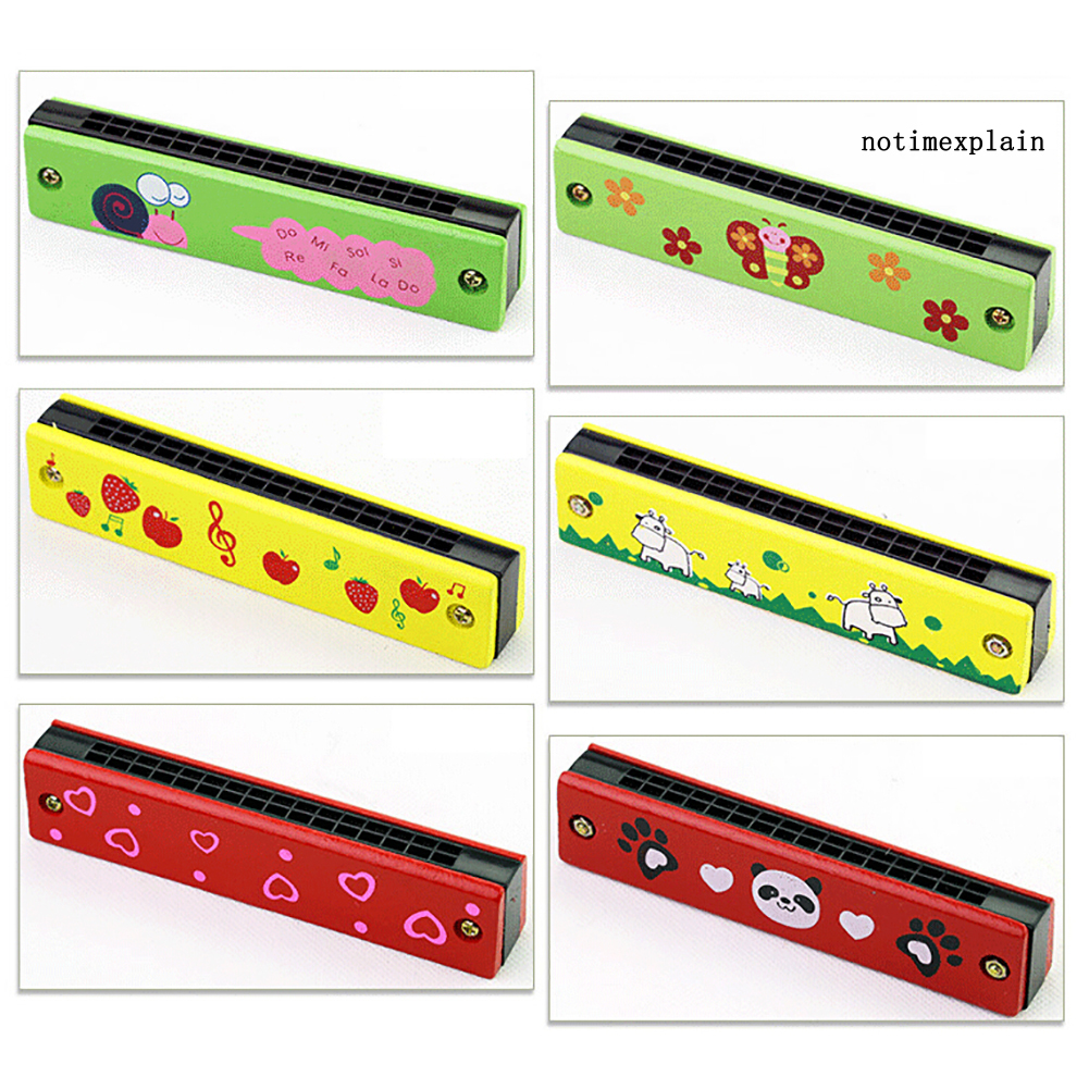 Kèn Harmonica gỗ 16 lỗ hoạ tiết trái cây độc đáo cho bé