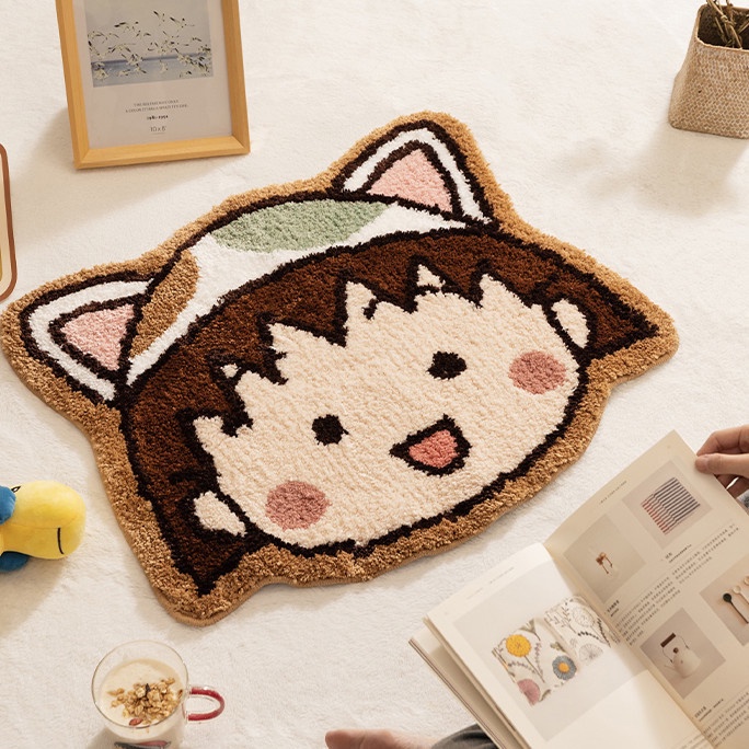 Thảm Chùi Chân Chống Trượt Thấm Hút Tốt In Họa Tiết Hoạt Hình Maruko Đáng Yêu