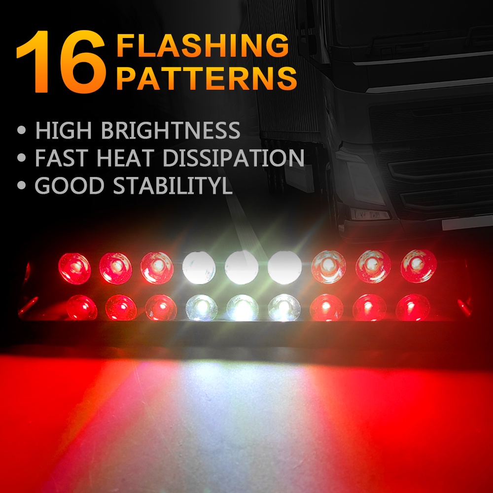9 hạt LED Đèn xe Cảnh sát Đèn nhấp nháy Đèn cảnh báo khẩn cấp Đèn cảnh báo 16 Chế độ đèn nháy cho xe tải SUV