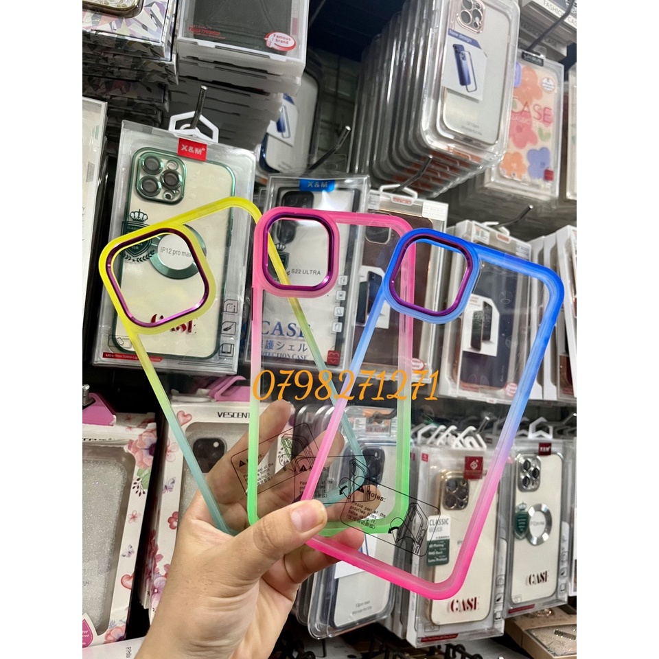 CHÍNH HÃNGỐp lưng KST lưng cứng viền dẻo màu cầu vồng cho iphone 11 12 13 PRO / MAX