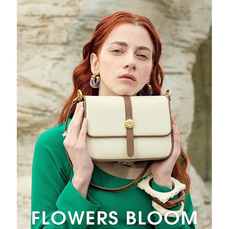 Túi đeo chéo nữ Nucelle đẹp thời trang charm hoa phối viền khác màu ViAnh Store 1171973