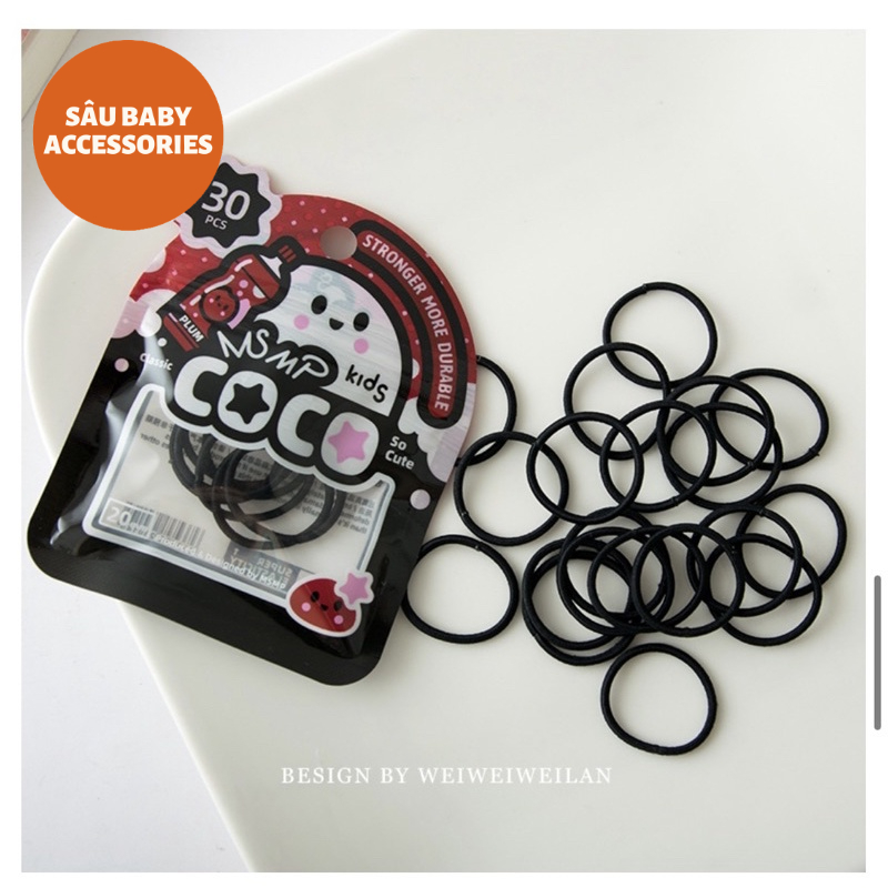 Túi dây buộc tóc trơn mini 30 chiếc đủ màu cho bé gái