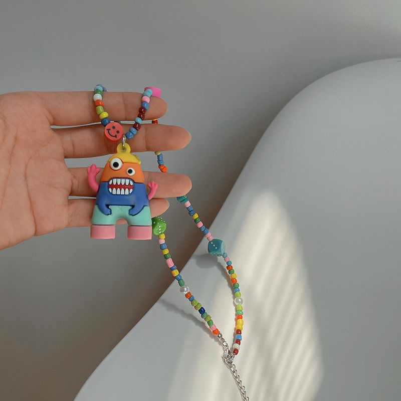 Dây Chuyền Mặt Quái Vật Hoạt Hình Nhiều Màu Sắc Phong Cách Giáng Sinh Mới Cho Nữ Coll