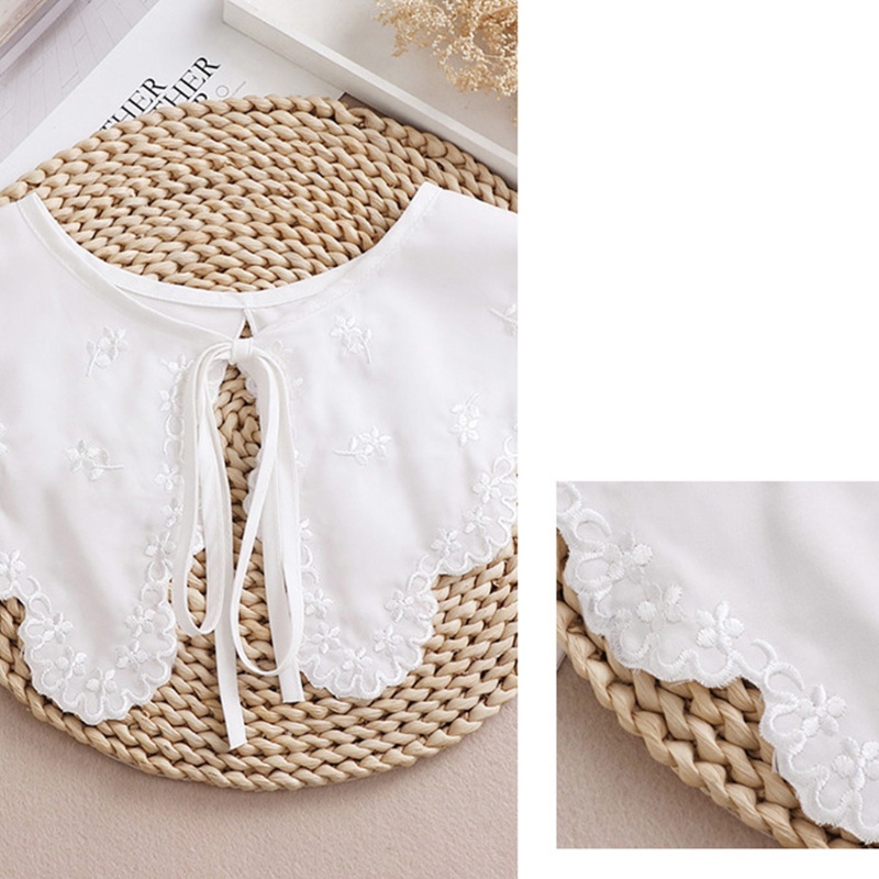 Cổ Áo Giả Thêu Hoa Màu Trắng Phong Cách Vintage Cho Búp Bê