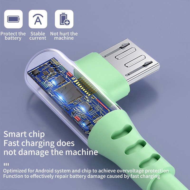 90 DEGREE Dây Cáp Sạc Nhanh Góc 90 Độ Cho for iphone Và Android 5a