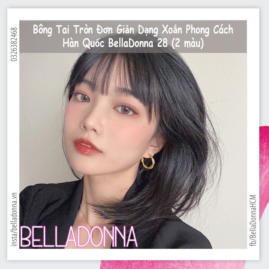 (Giao Nhanh) Bông tai tròn đơn giản dạng xoắn phong cách Hàn Quốc BellaDonna  28  (2 màu)
