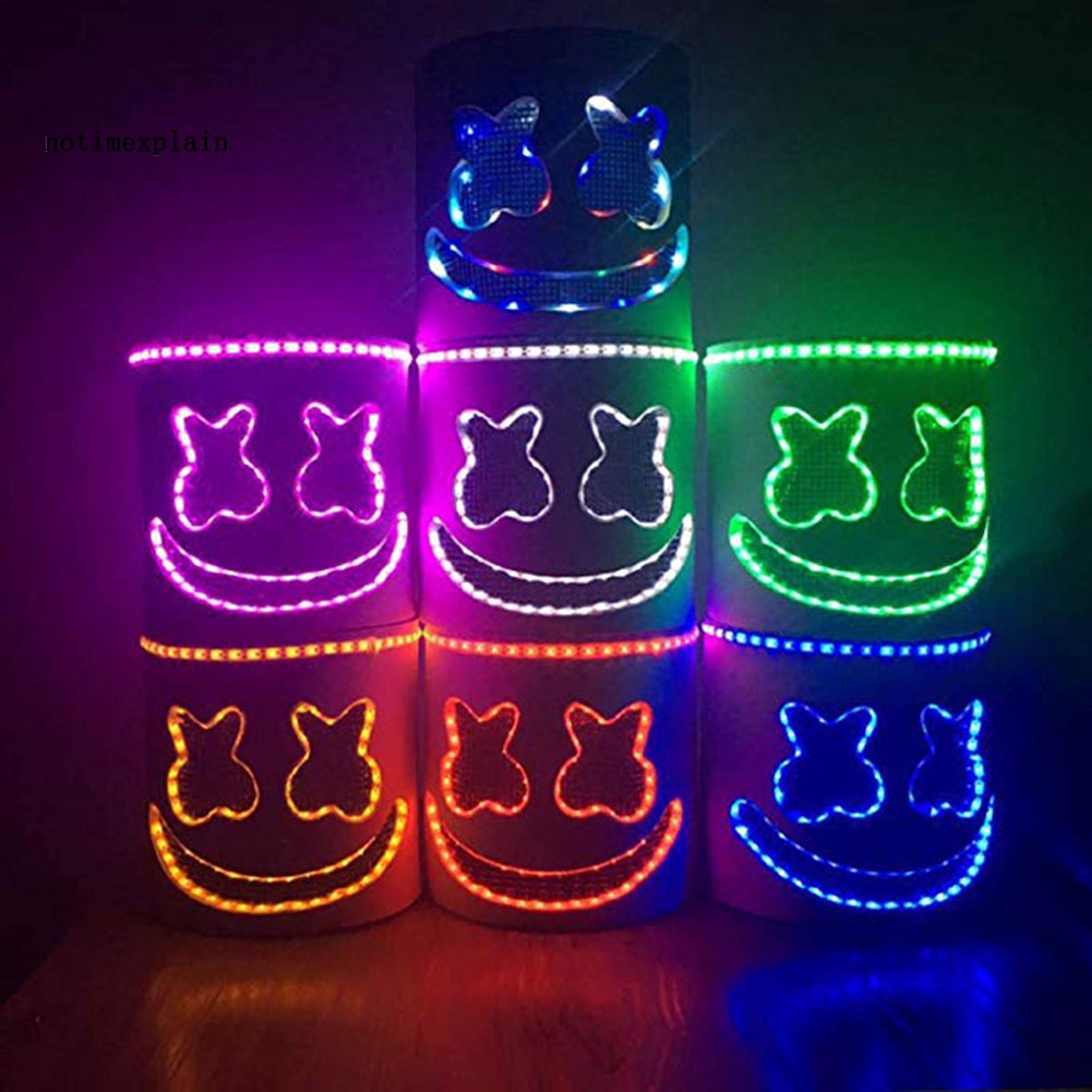 NAME LED/Non LED MarshMello DJ Full Head Make Helmet Club Party Cosplay Bar Props