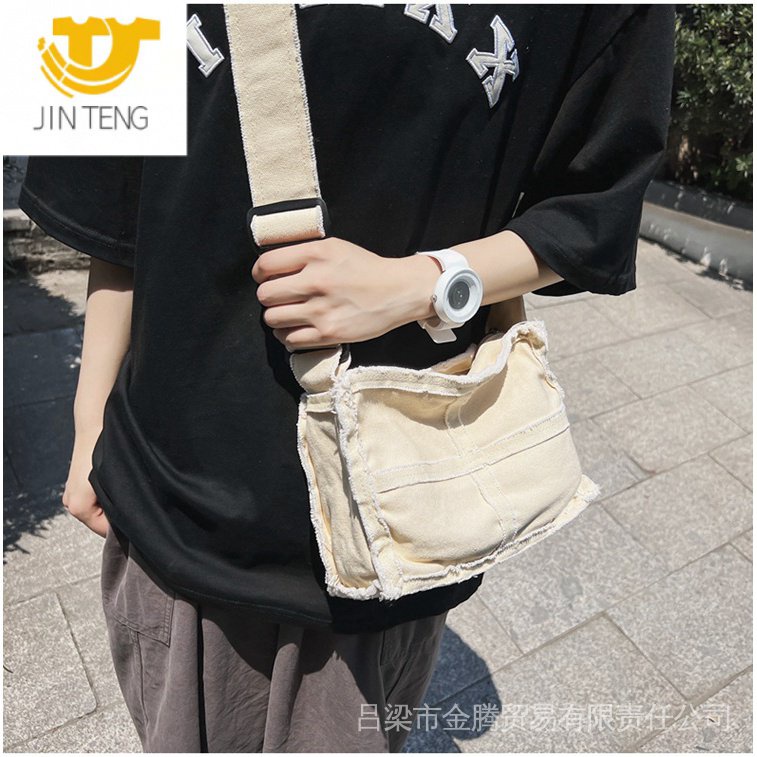 Jin TENG Túi Đeo Chéo Vai Bằng Vải Canvas Phong Cách Hàn Quốc Nhật Bản Mới 2022 Độc Đáo Cho Nữ