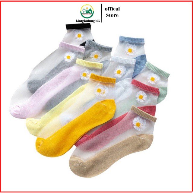 Sét 10 Đôi Tất Lưới Hoa Cúc,TÚI 10 đôi Tất Lưới Hoa Cúc Nữ Cổ Ngắn Hàn Quốc Tất Hài Ren Công Chúa Kháng Khuẩn Nhiều Màu