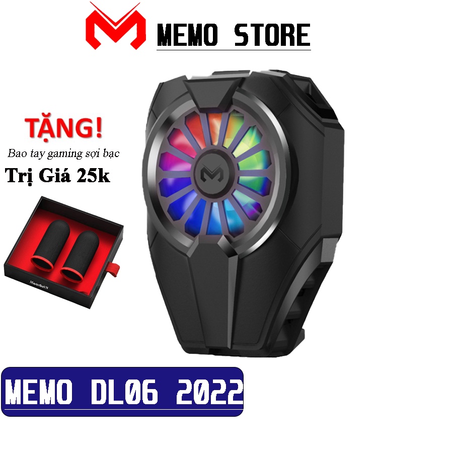 Quạt tản nhiệt điện thoại MEMO DL06 - Siêu lạnh, hiển thị nhiệt độ, LED RGB, Kẹp thu vào 2 chiều