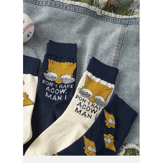 Tất Cổ Cao Nam Nữ,Vớ Cao Cổ 100% Cotton Hoạ Tiết Simpson Cực Chất,Tất Nam Nữ Cao Cấp