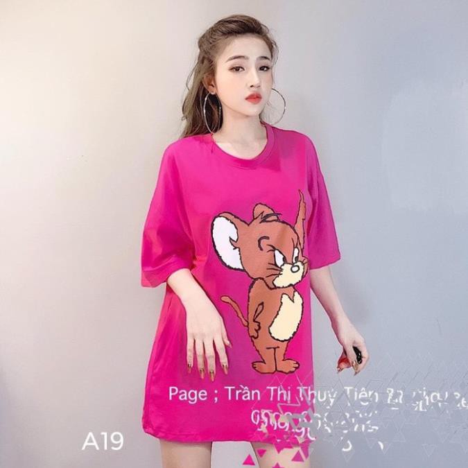 Áo thun form rộng - Áo thun chú chuột jery siêu cưng (xanh dương - hồng đậm,nhạt) Xịn
