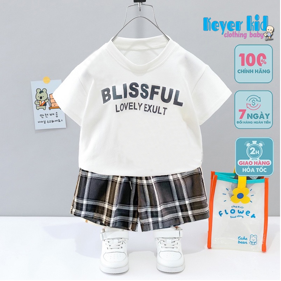 Bộ quần áo cộc tay bé trai KEYER KIDS chất cotton trẻ em (6 tháng - 5 tuổi) hình in chữ đẹp đơn giãn SZ39