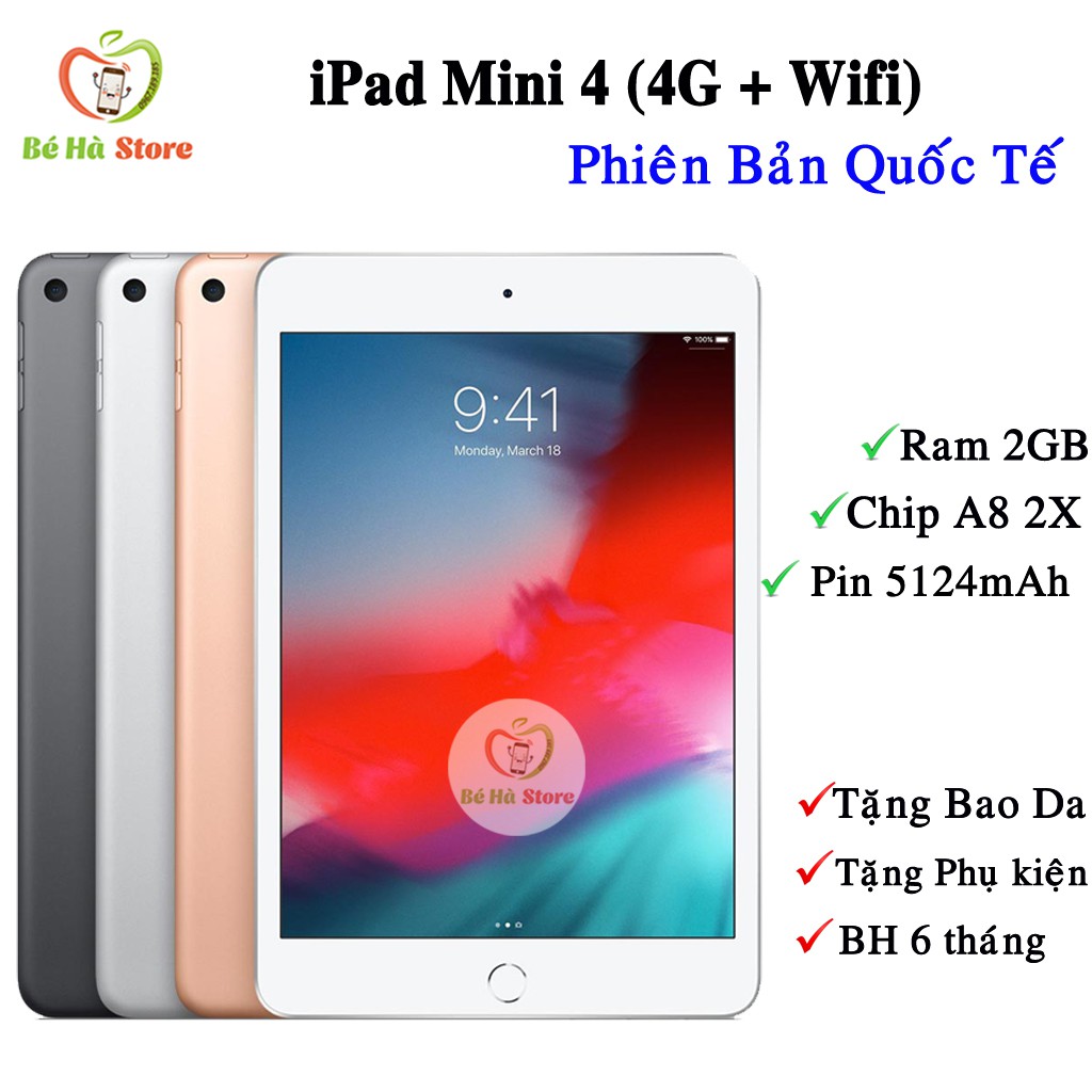 Máy Tính Bảng iPad Mini 4 (4G Wifi) 64Gb/32Gb/16Gb -  Zin Đẹp Như Mới Like New - Ram 2Gb /Chip A8 2X /Màn đẹp Siêu Nhẹ | WebRaoVat - webraovat.net.vn