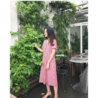 VÁY CARO ĐỎ - ZARA DRESS - VÁY DÀI - VÁY DÀI CHỮ A