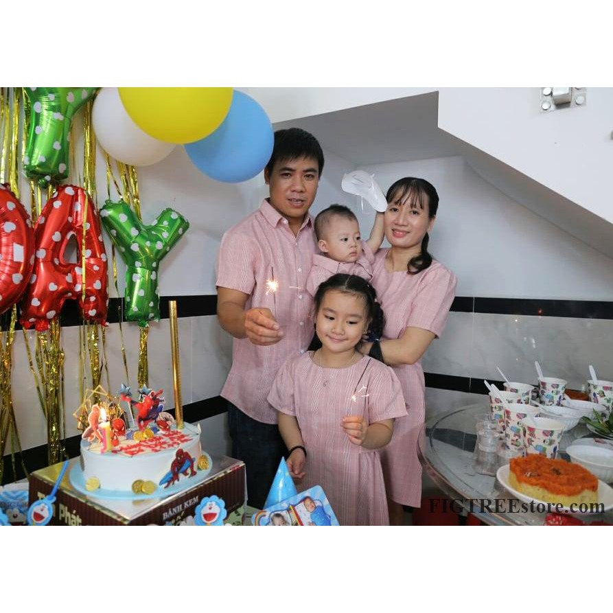 Set Sơ Mi Váy Gia Đình FIGTREE Caro Hồng Mã 158B Siêu Xinh