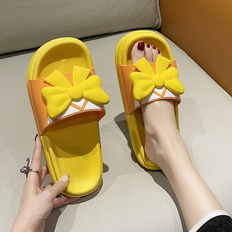 Dép Đi Trong Nhà Đế Dày Chống Trượt Đính Nơ Dễ Thương Thời Trang Cho Nữ