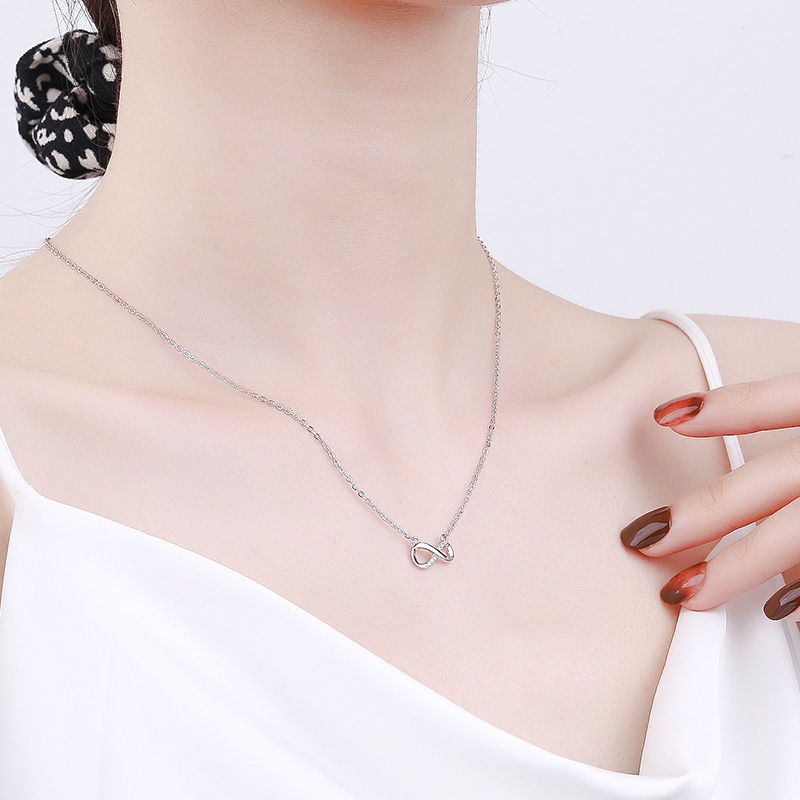 Vòng cổ Mạ Bạc 925 Mặt Hình Vô Cực Đính Đá Pandora Thời Trang Cho Nữ