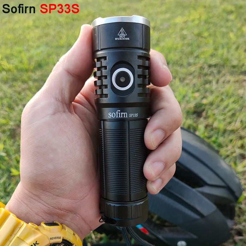 Đèn pin siêu sáng SOFIRN SP33S độ sáng 5000 lumen xa 264m LED CREE XHP70.2 pin sạc 26650 sạc Type-C