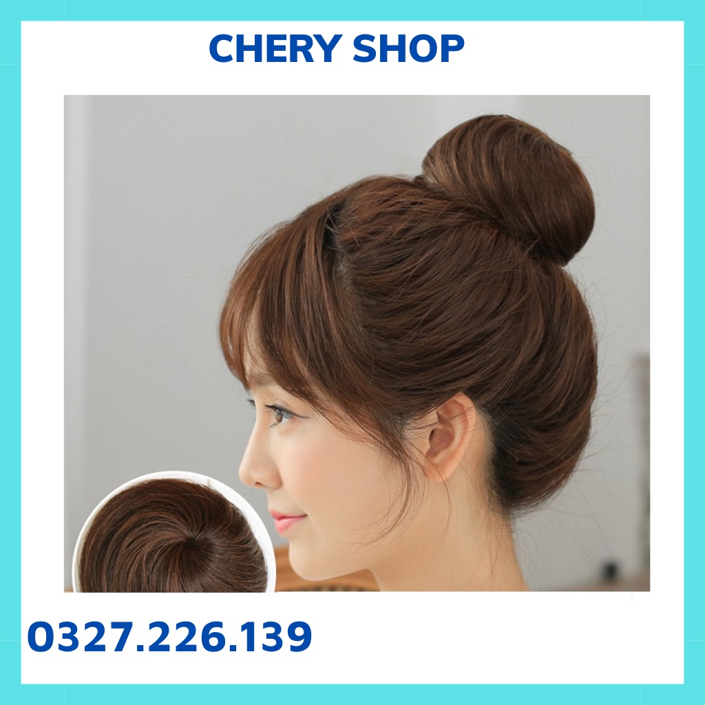 Tóc giả búi 💄 FREESHIP ❤️ ❤️ búi tròn tự nhiên làm bằng sợi tơ cao cấp