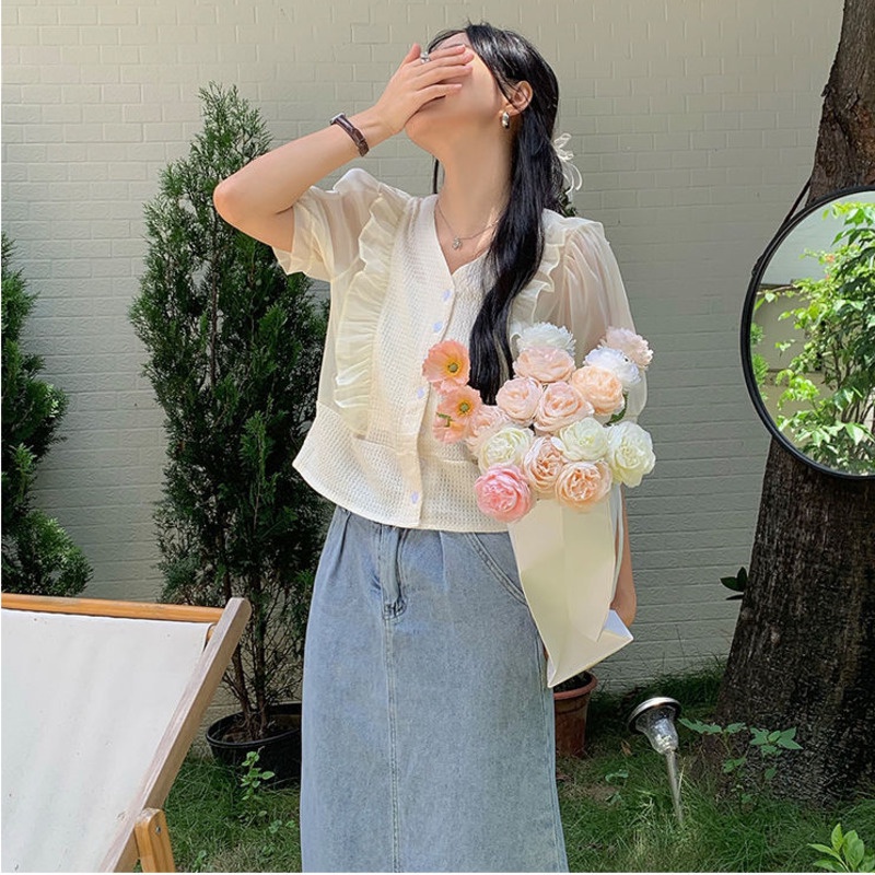 Áo Cardigan Dệt Kim Mỏng Ghép Nối Một Hàng Nút Nhẹ Nhàng Đa Năng Mùa Hè Hàng Mới